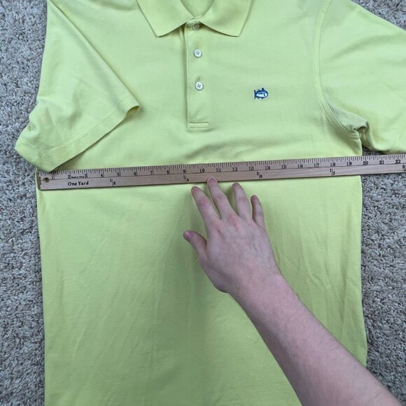 Southern Tide Sport Short Sleeve Polo Shirt Size Small Solid Yellow W Fish Logo - Picture 6 of 7